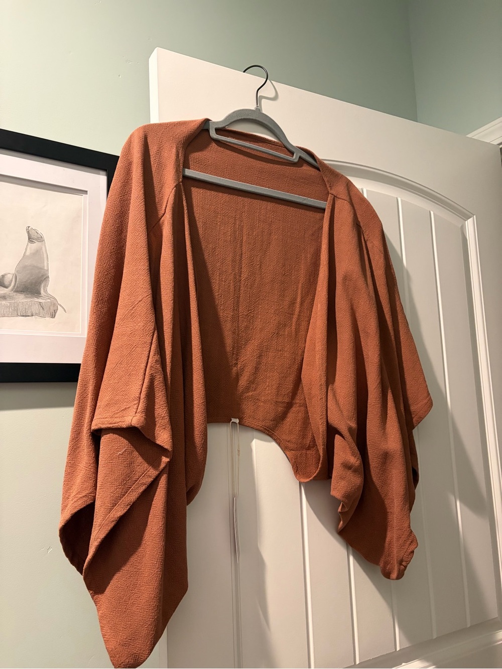 Rust Orange Draped Open Front Women’s Jacket